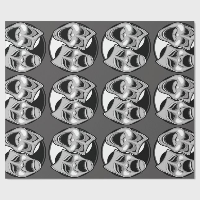 Comedy and Tragedy Theater Masks Yin Yang Design Presentpapper (Platt)