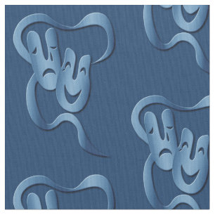 Comedy Tragedy Blue Pima Cotton Tyg