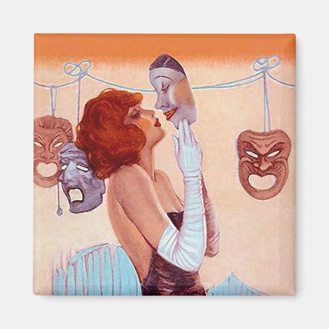 COMEDY & TRAGEDY DRAMA MASKS Glamor Girl Magnet (Framsidan)