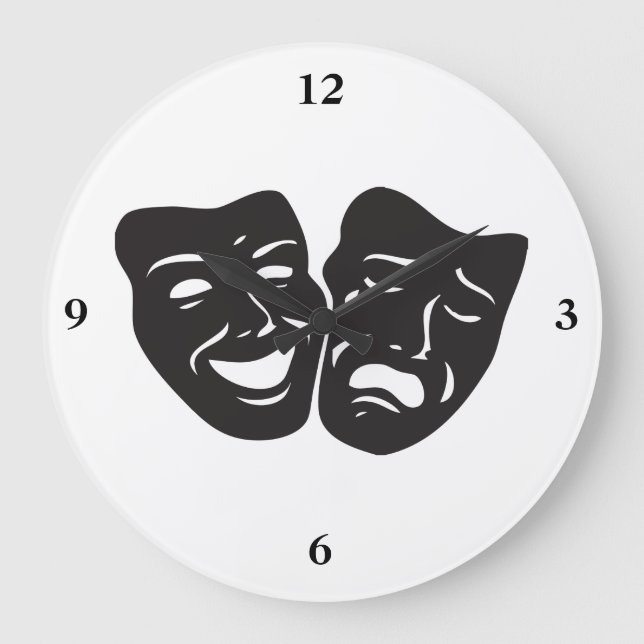 Comedy Tragedy Drama Theater Masks Stor Klocka (Framsida)