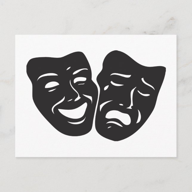 Comedy Tragedy Drama Theater Masks Vykort (Framsida)