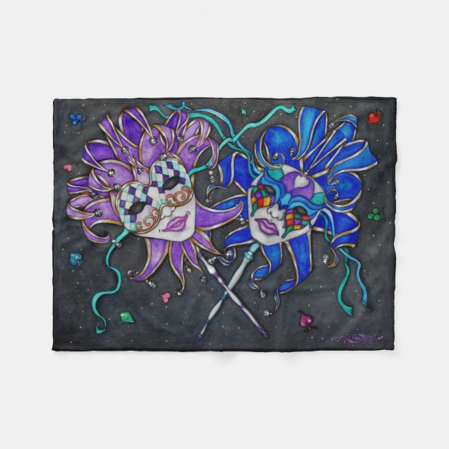 Comedy/Tragedy Jester Masks Fleecefilt (Framsidan (Horisontell))