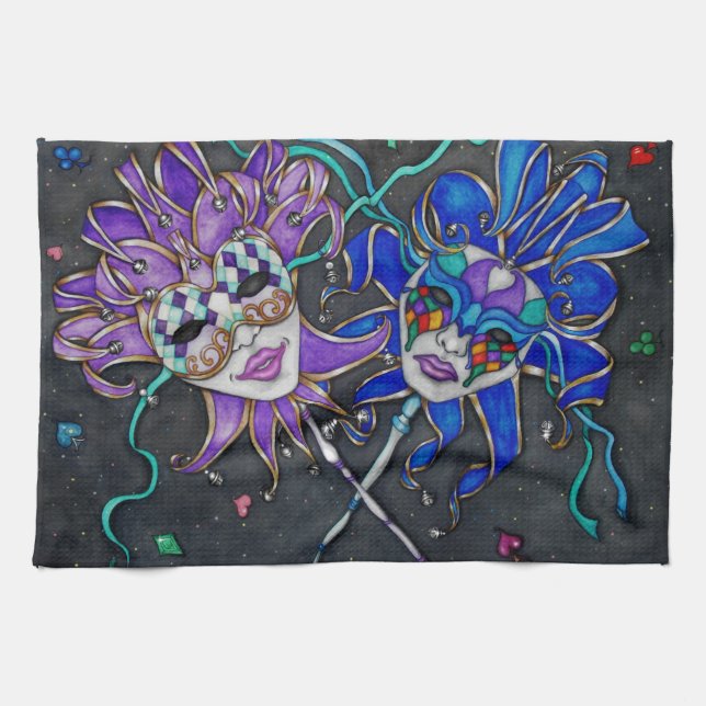 Comedy/Tragedy Jester Masks Kökshandduk (Horisontell)