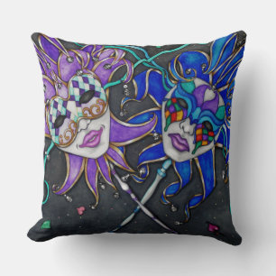 Comedy/Tragedy Jester Masks Kudde