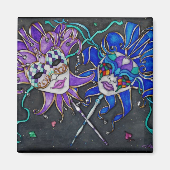 Comedy/Tragedy Jester Masks Magnet (Framsidan)