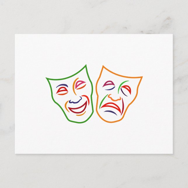 Comedy Tragedy Masks Vykort (Framsida)