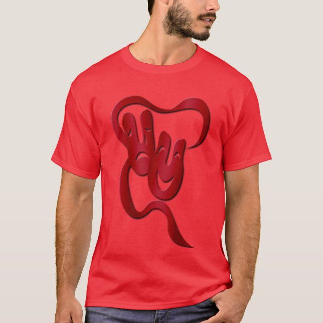Comedy Tragedy Red Theater Mask Manar Röd skjorta Tee (Framsida)