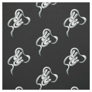 Comedy Tragedy Silver Black Fabric Tyg