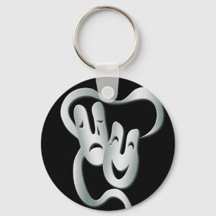 Comedy Tragedy Theater Mask Black White Basic Nyckelring