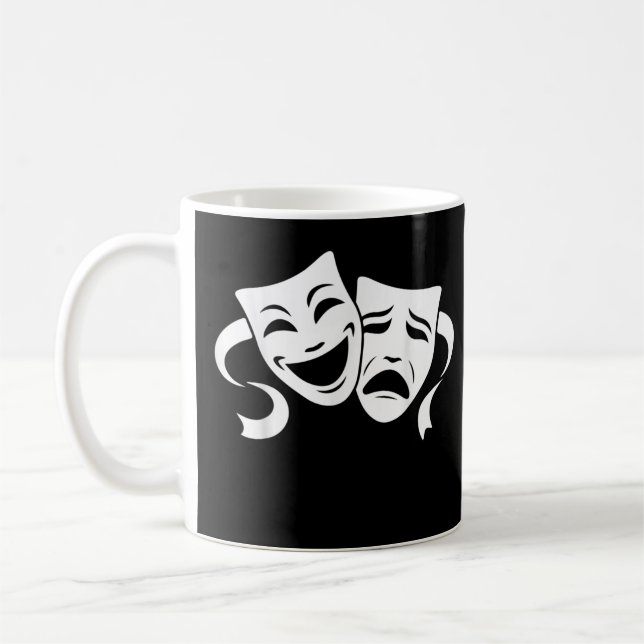 Comedy & Tragedy Theater White Masks Funny Manar W Kaffemugg (Vänster)