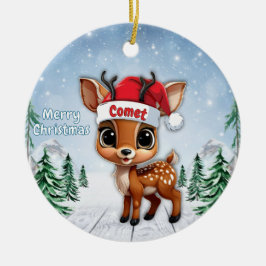 Comet Baby Deer, Fawn, Doe, Reindeer 🦌🎄 Julgransprydnad Keramik