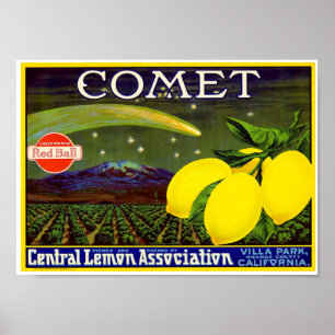 Comet Brand Lemon Crate Etikett Western Litho Co Poster