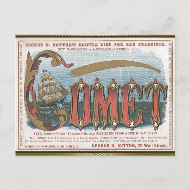 Comet Clipper Sailing Vykort (Framsida)