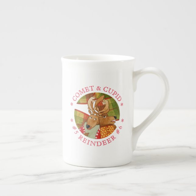 COMET CUPID REINDEER Bone China Mugg Benporslin Mugg (Höger)