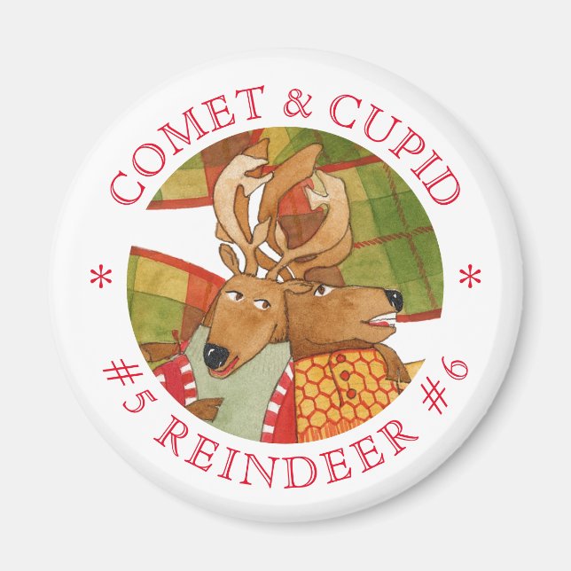 COMET CUPID REINDEER Round Magnet (Framsidan)