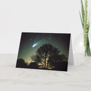 Comet Hale-Bopp och Träd Greeting Card Kort