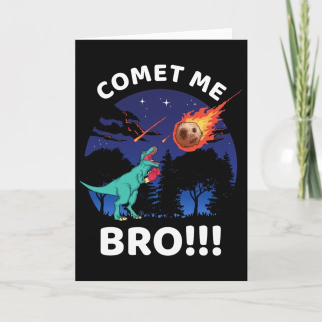 Comet Me Bro Funny Boxing T Rex Dinosaur Pun Extin Kort (Framsida)