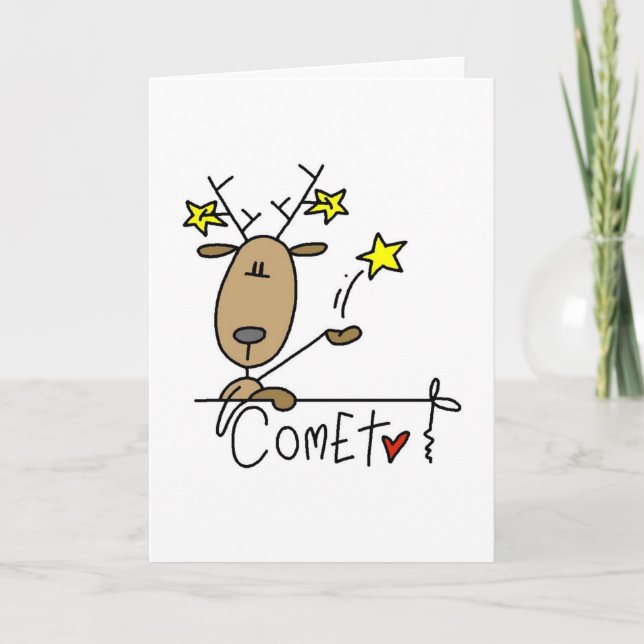 Comet Reindeer, julskjortor och julklappar Helgkort (Framsida)