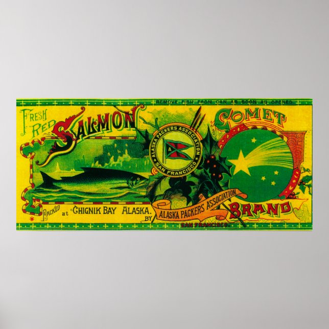 Comet Salmon Can LabelChignik Bay, AK Poster (Framsidan)