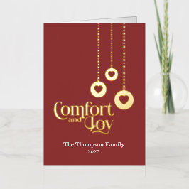 "Comfort and Joy" Red Foled Foil Helgdag Card