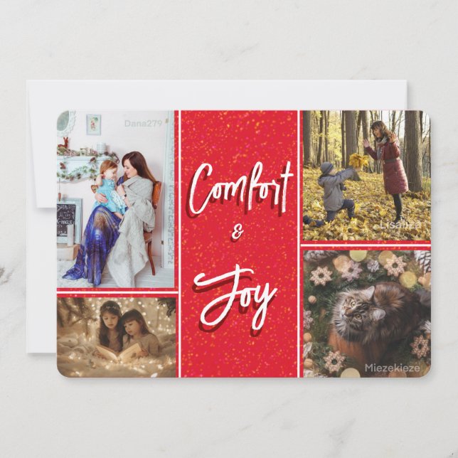 Comfort & Joy in Red Photo Christmas Letter Card Inbjudningar (Framsida)
