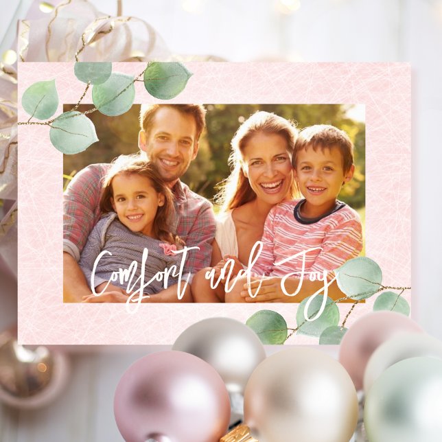 Comfort och Joy Pastel Rosa Airy Sweet God Jul Kort (Skapare uppladdad)