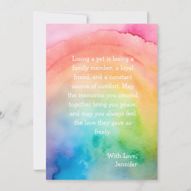 Comfort Remembrance Customizable Pet Sympathy Card Julkort (Baksida)
