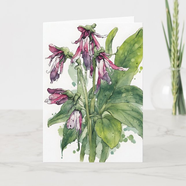 Comfrey - Watercolor flowers Kort (Framsida)