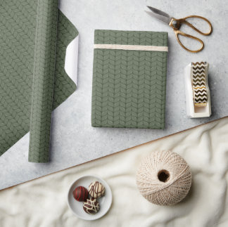 Comfy Cozy Knit Sweater Wrapping Paper - Green Presentpapper