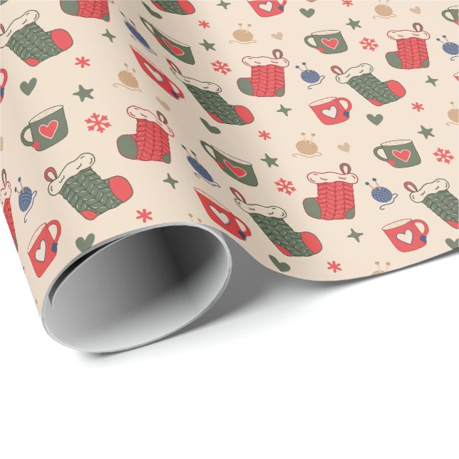 Comfy Cozy Winter Holiday Wrapping Paper - Classic Presentpapper (Rullad Hörn)