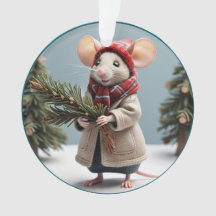 Comfy Winter Dam Mouse jul Ornamet