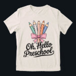 Comfy Women's Back to school Shirt T Shirt<br><div class="desc">Den här "Hej Preschool"-kvinnans skjorta är perfekt för dem som vill ha både komfort och stil. Oavsett om du är lärare som startar ett nytt skolår eller en mamma som följer med sina barn, ger den här garantin en roligt och en positiv beröring. Den är gjord av bomull av hög...</div>