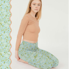Comfy Yoga acqua blommor Leggings