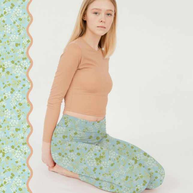 Comfy Yoga acqua blommor Leggings (Skapare uppladdad)