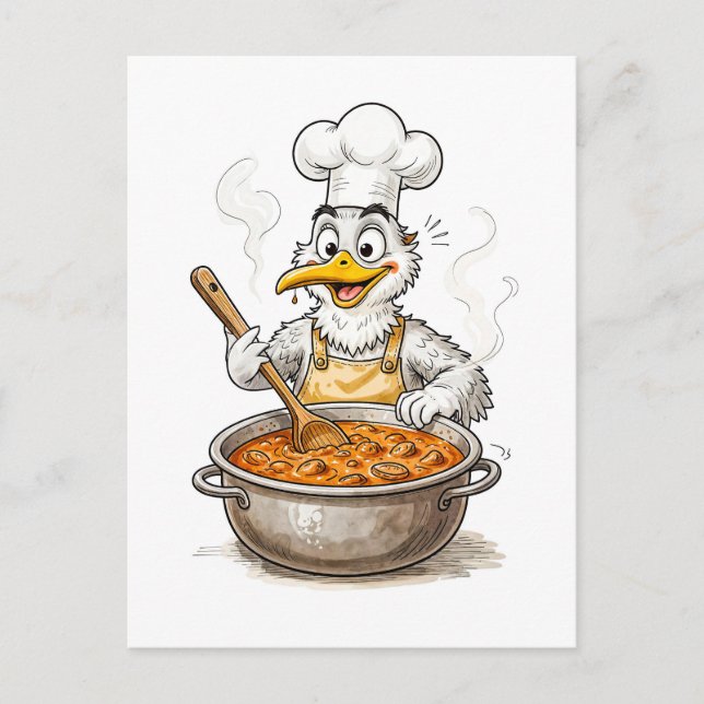 Comic Bird Cooking Labskaus Vykort (Framsida)