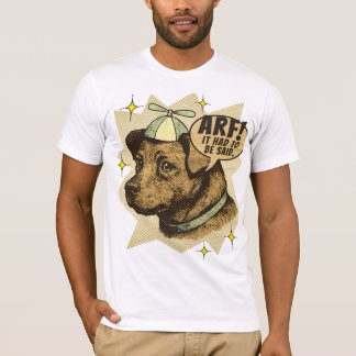 Comic book dog puppy propeller hat custom wording t shirt