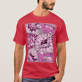 Comic Book Pink Color Graphic T Shirt