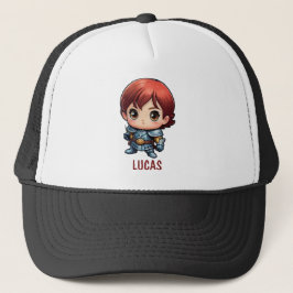Comic Knight Chibi Kid Character Trucker Hat Keps