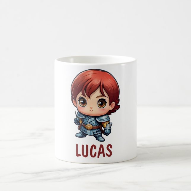 Comic Knight Custom Name Kids Mug Kaffemugg (Center)
