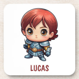 Comic Knight Personalized Kids Room Drink Coaster Underlägg