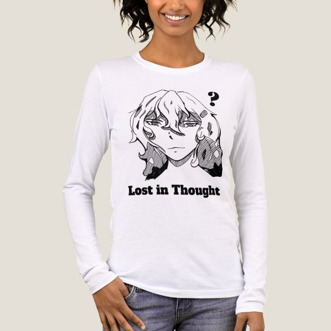 Comic lineart Lost in Thought T Shirt (Framsida)