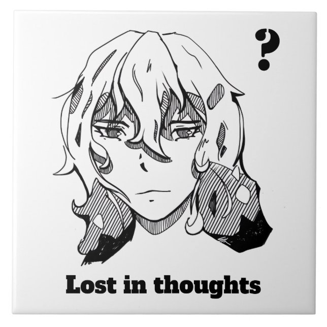 Comic lineart Lost in Thoughts Kakelplatta (Framsidan)