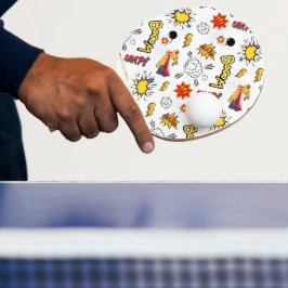 Comic Pattern Ping Pong Paddle Pingisracket