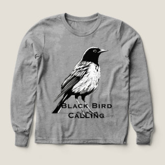Comic-Style Black Bird Calling T Shirt