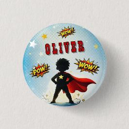 Comic Style Superhero Boy's Name Birthday Party Knapp