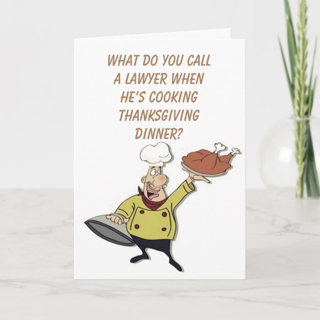 COMICAL CHEF SAYS *HAPPY THANKSGIVING* HELGDAG CAR HELGKORT (Framsida)