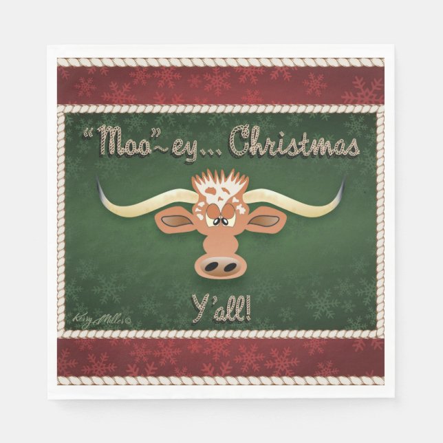 Comical Longhorn Steer Pappersservett (Framsidan)