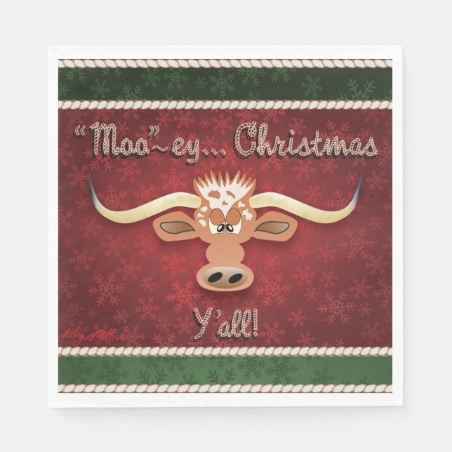 Comical Longhorn Steer Pappersservett (Framsidan)