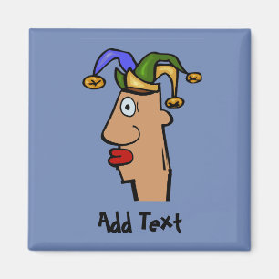 Comical mardi Gras jester, lägg till text Magnet