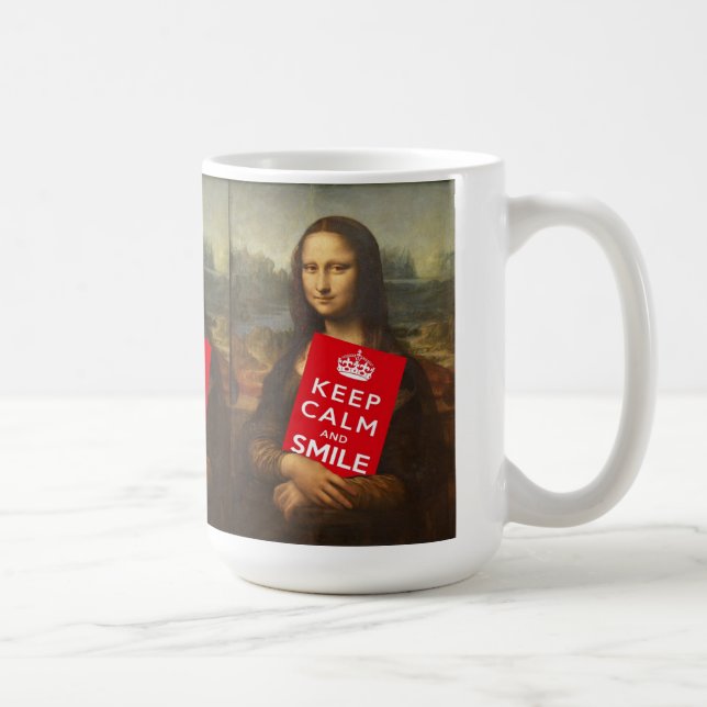 Comical Mona Lisa säger Lugn och sjömil i Behålla Kaffemugg (Höger)